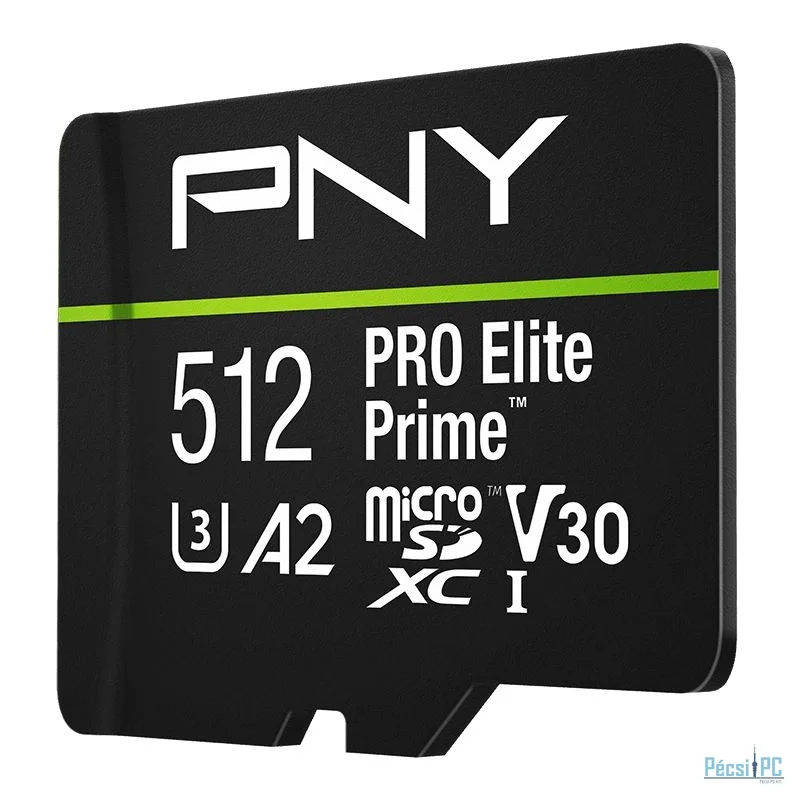 PNY 512GB microSDXC Pro Elite Prime Class 10 U3 V30 A2 + adapterrel