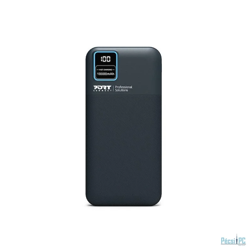 Port Designs 10000mAh Powerbank LCD Display USB-A QC / USB-C / Micro USB Black