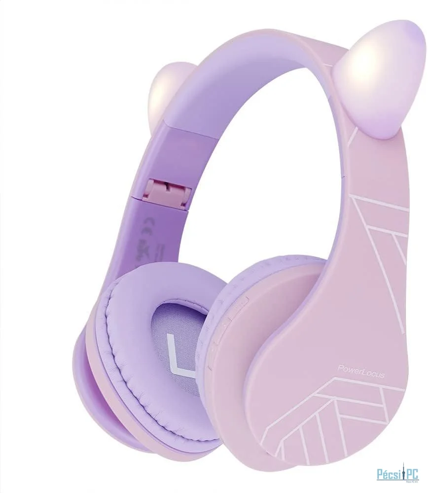 PowerLocus P2Kids Bluetooth Headset Purple/Pink Ears