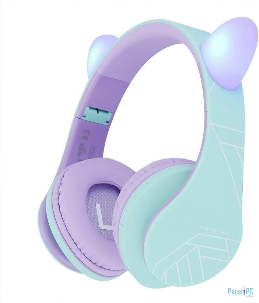 PowerLocus P2Kids Bluetooth Headset Teal/Purple Ears