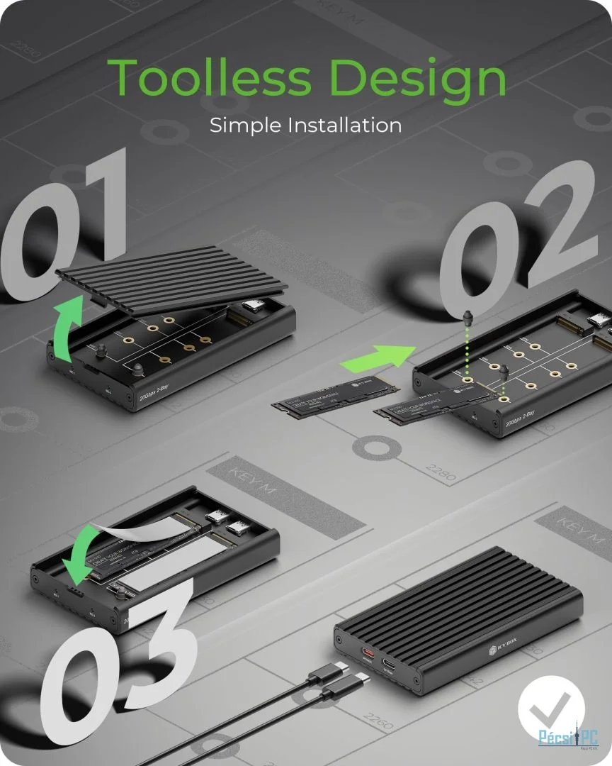 Raidsonic IcyBox IB-2817M-C32 Enclosure for 2x NVMe SSD with USB 3.2 Gen 2x2 Type-C connection
