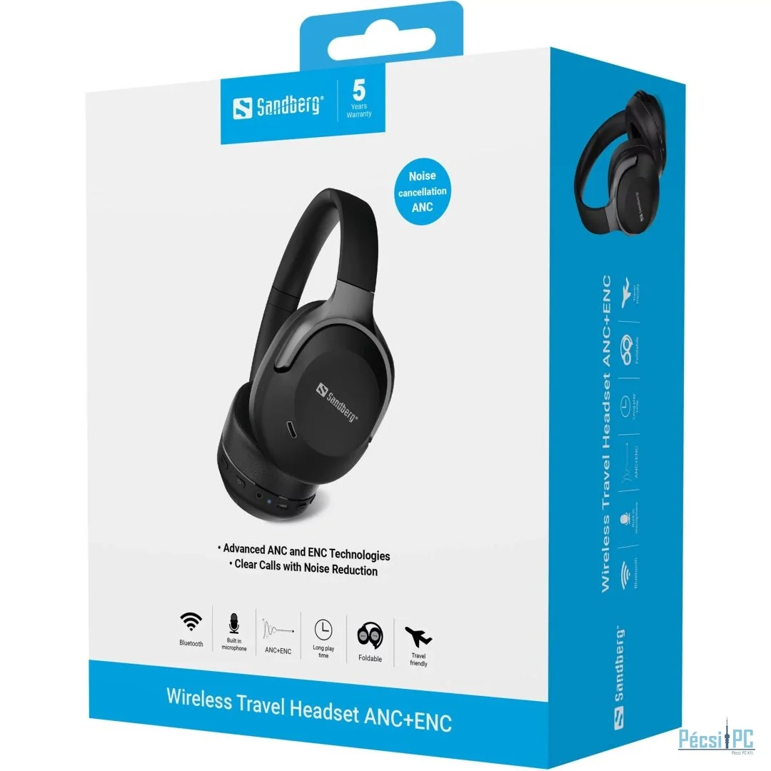 Sandberg Travel ANC+ENC Bluetooth Headset Black