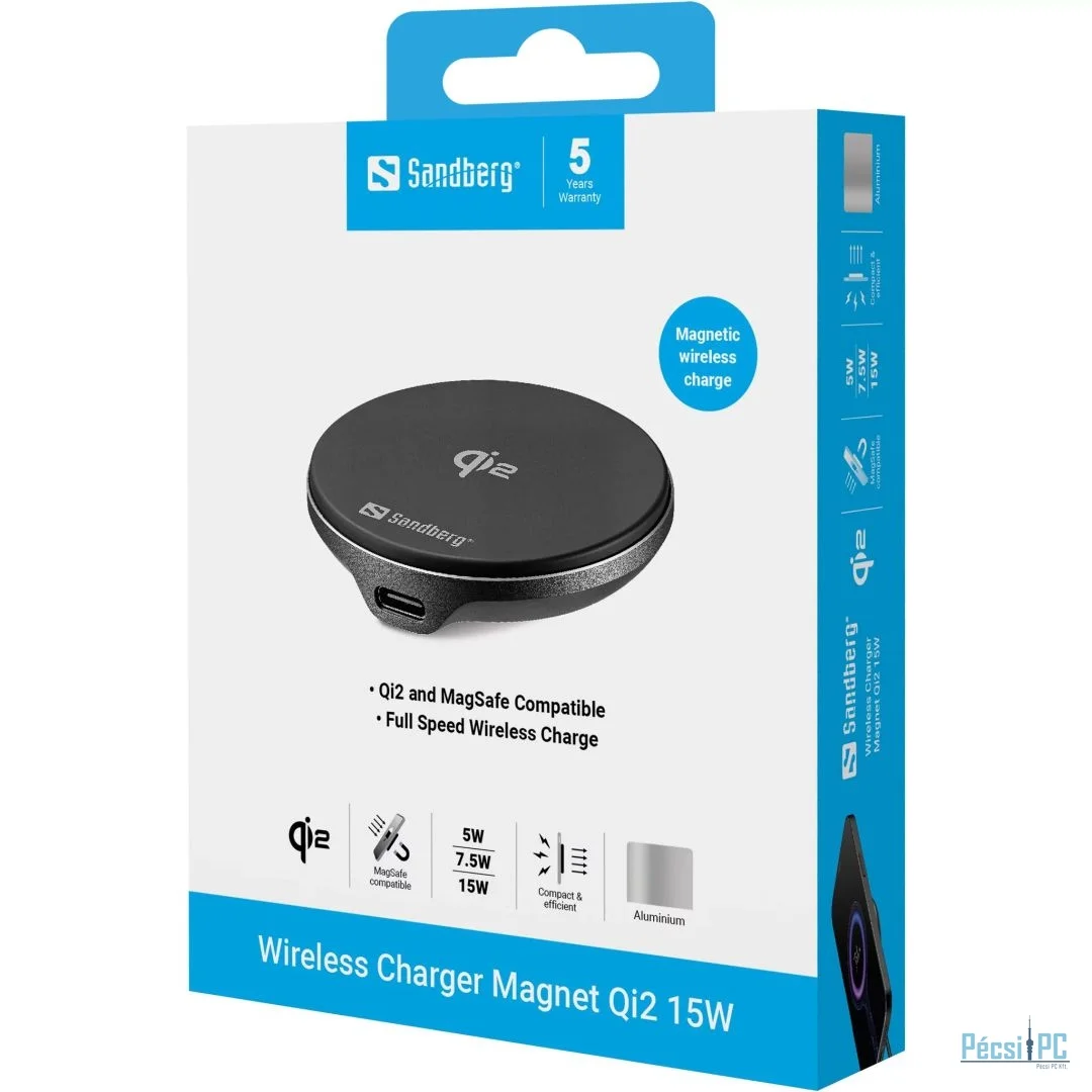 Sandberg Wireless Charger Magnet Qi2 15W Black