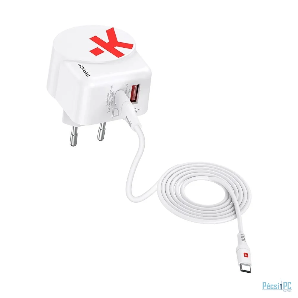 SKROSS 1xUSB-A 1xUSB-C PD 45W hálózati adapter White