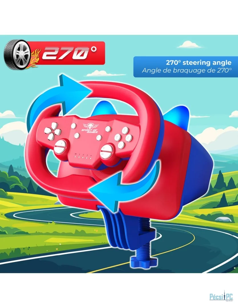 Spirit Of Gamer Race Wheel Pro Air Wireless Kormány Red/Blue