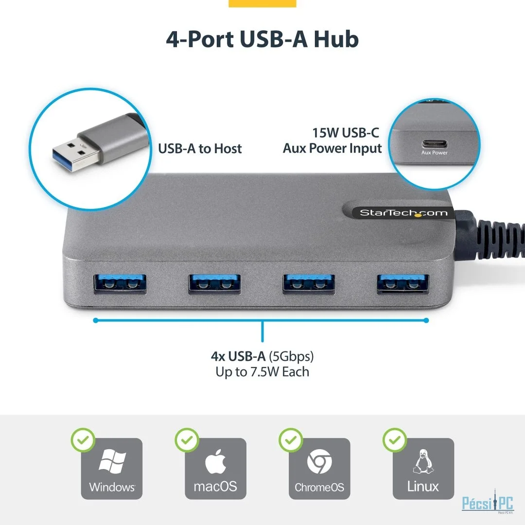 Startech 5-portos USB3.2 HUB Space Gray