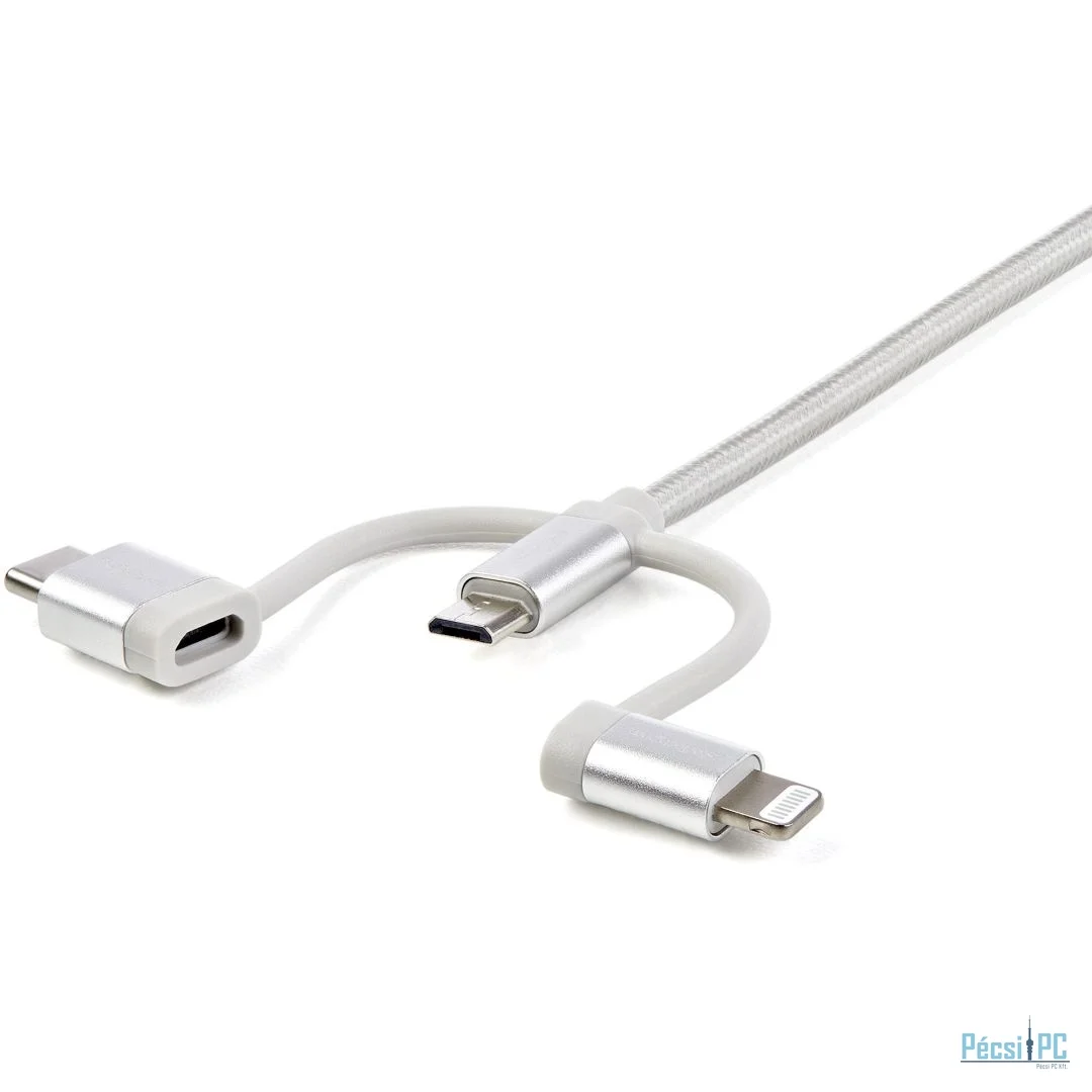 Startech USB Multi Charging USB-A to Micro-USB or USB-C or Lightning 1m White