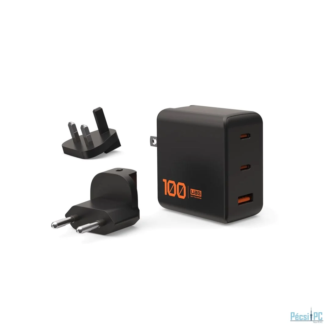 UAG 100W 3Port ((2)USB-C, (1)USB-A) Wall Charger Black