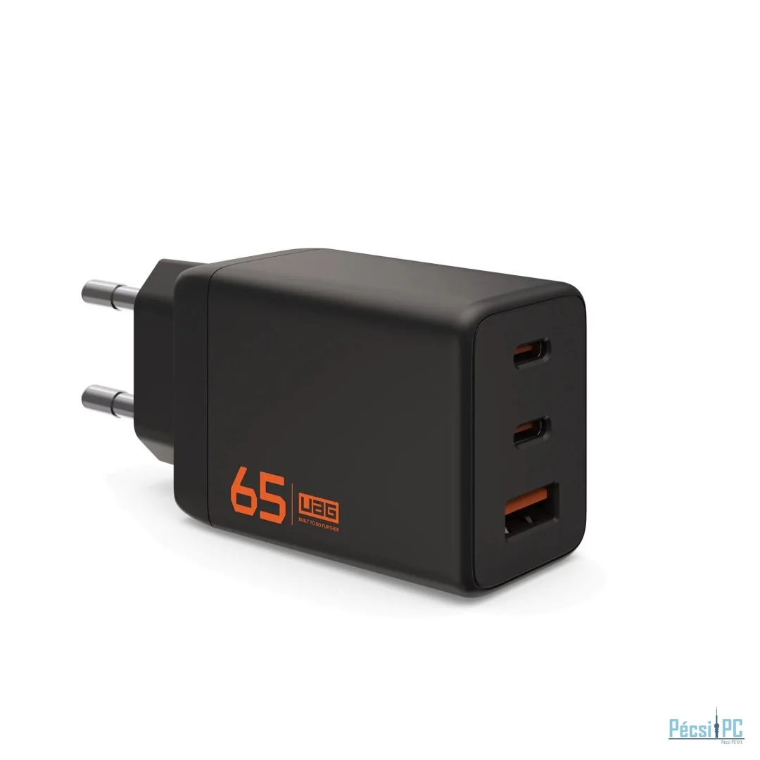 UAG 65W 3Port ((2)USB-C, (1)USB-A)Wall Charger EU Black