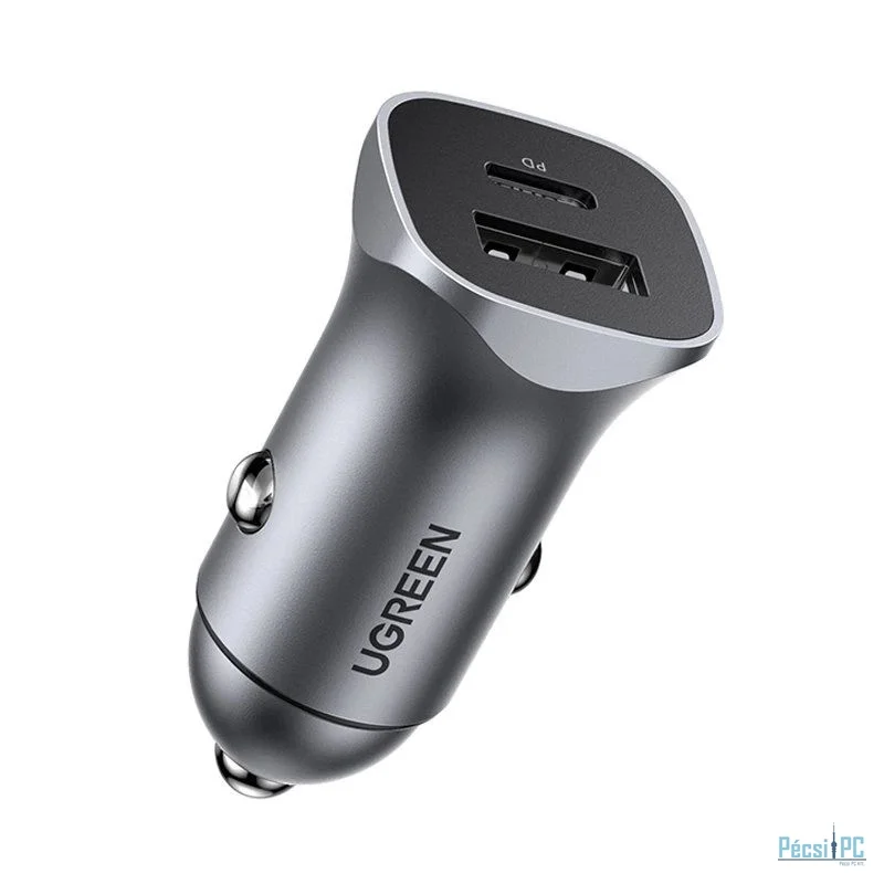 UGREEN Car Charger USB-A/USB-C 24W Power Delivery Quick Charge Gray