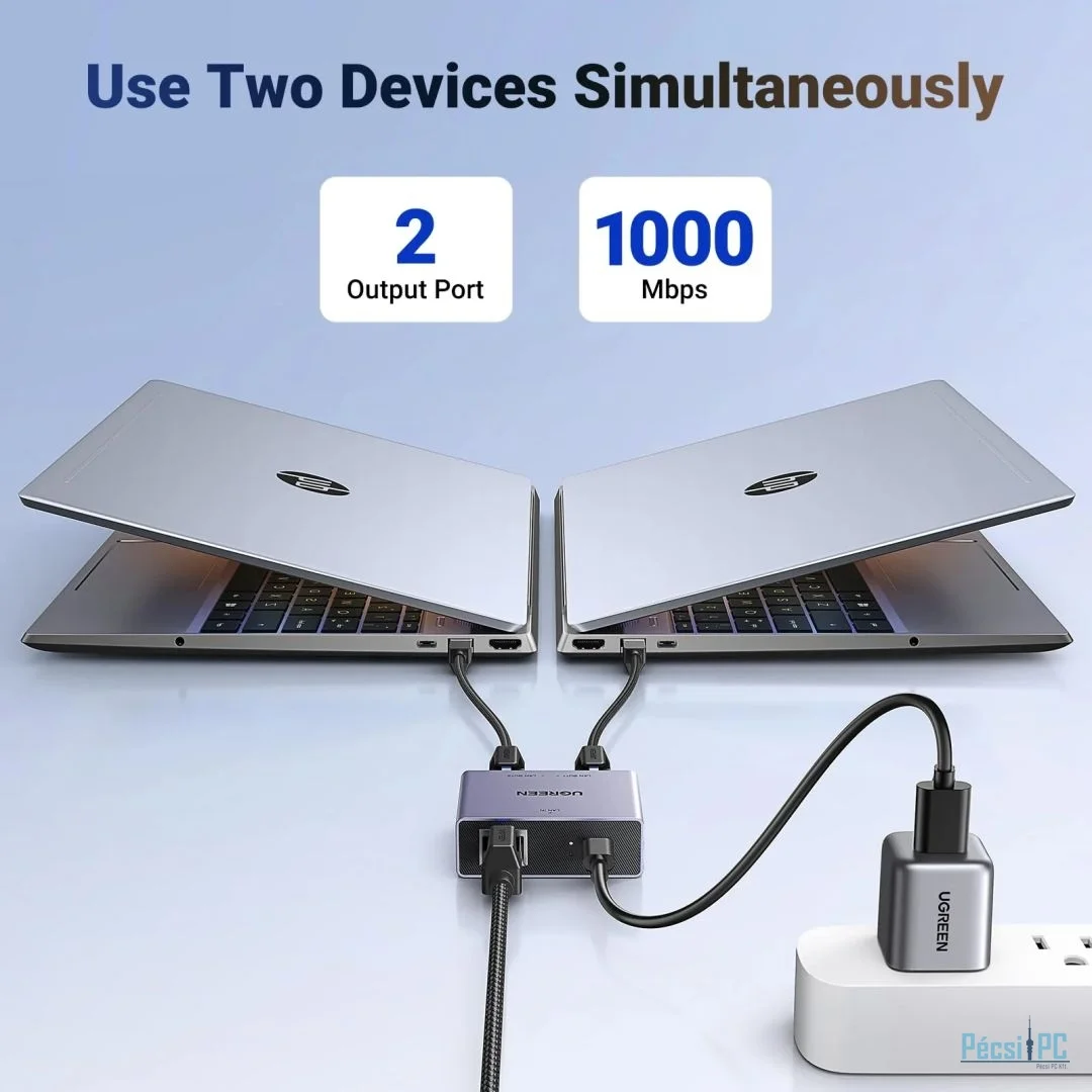 UGREEN Eternet 1 to 2 1000Mbps LAN Splitter Grey