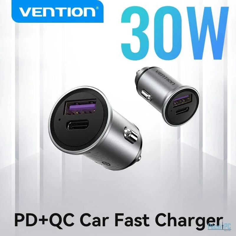 Vention Car charger USB-A+C 2port 30W Grey