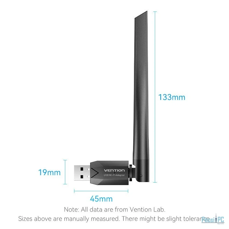 Vention KDTB0 AC650 USB Wi-Fi Dual Band Network Adapter With High Gain Antenna Black