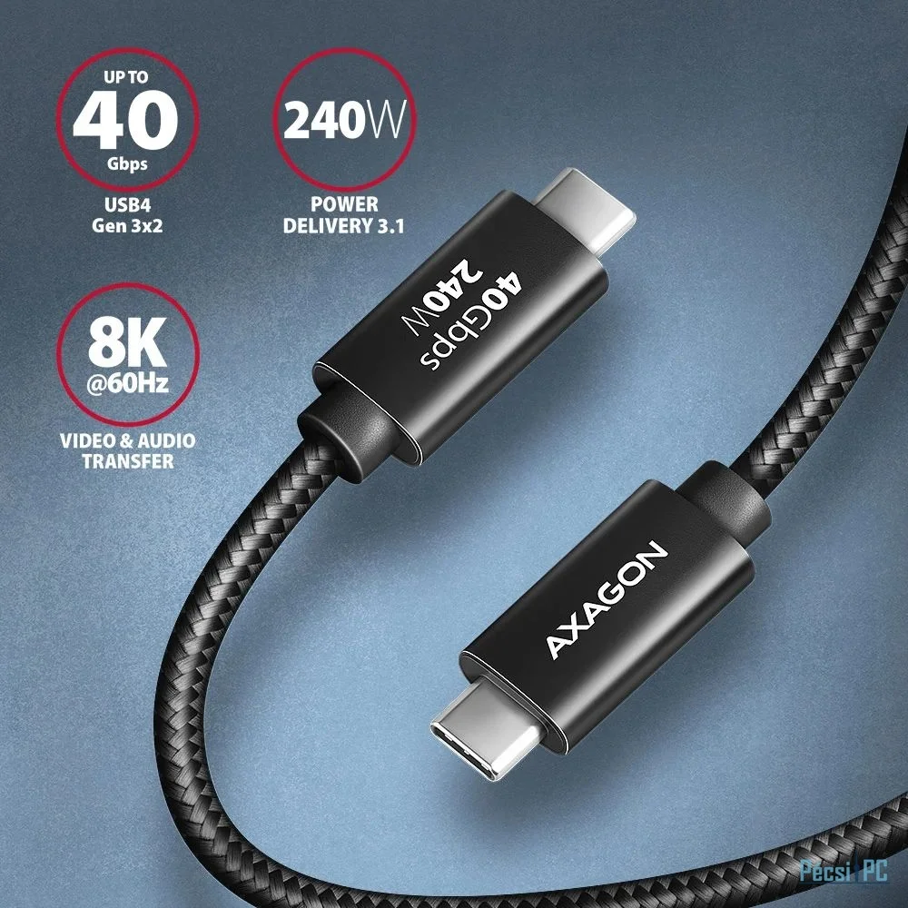 AXAGON BUCM4X-CM10AB NEWGEN USB-C <> USB-C 4 Gen 3x2 Cable 0,5m Black