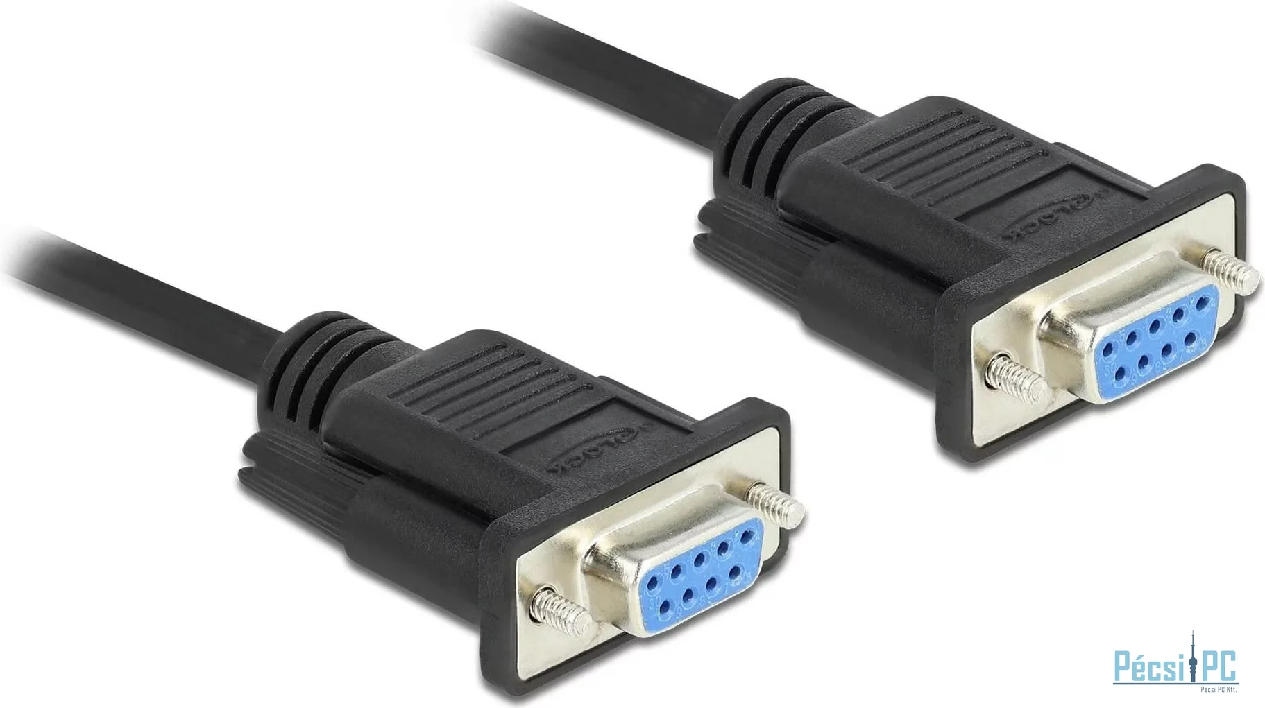 DeLock RS-232 D-Sub9 female to female null modem with narrow plug housing Serial Cable 5m Black