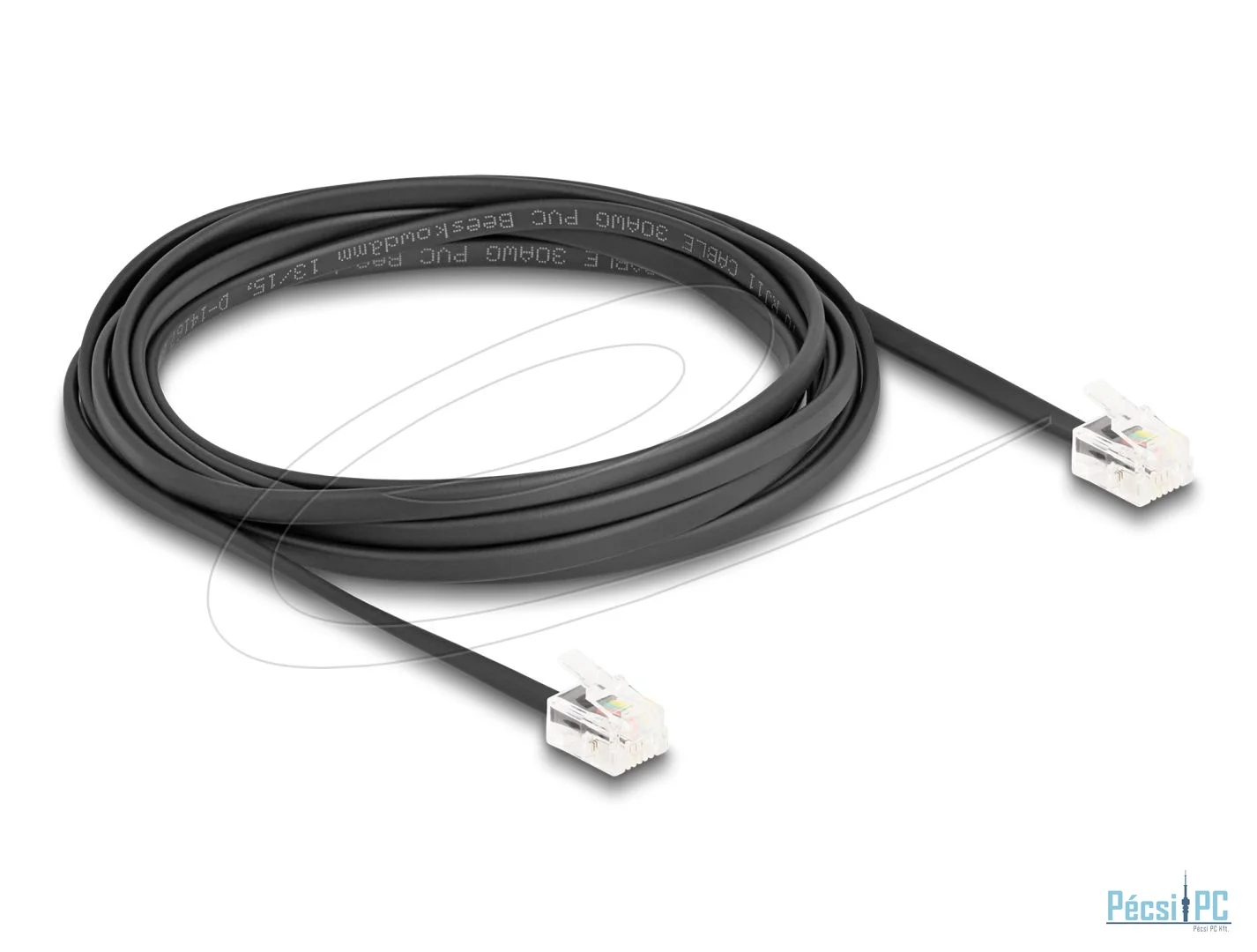 DeLock Telephone Cable RJ11 plug to RJ11 plug 2m Black