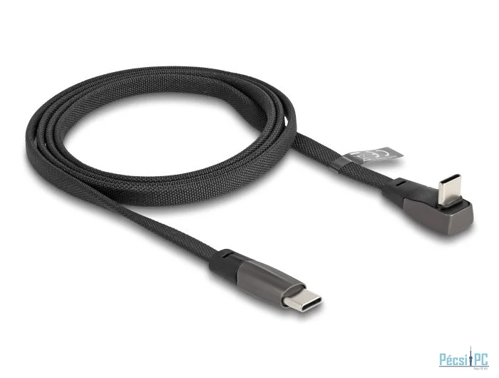 DeLock USB 2.0 Flat Ribbon Cable USB Type-C male to USB Type-C male angled PD 3.0 60W 1m Black