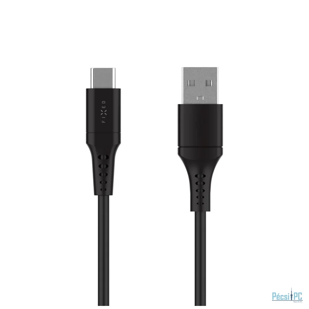 FIXED USB 2.0 hajlékony szilikon kábel USB-C/USB-C 0,3m, fekete