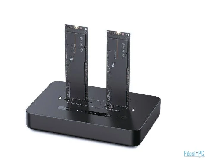 Gembird DD2-U3M2 Desktop dual drive USB Type-C M.2 NVME (and SATA) SSD docking station Black