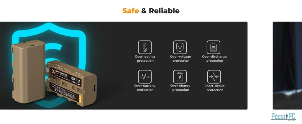 K&F Concept K&F Concep NP-F550 akkumulátor 3500mAh, USB-C csatlakozóval