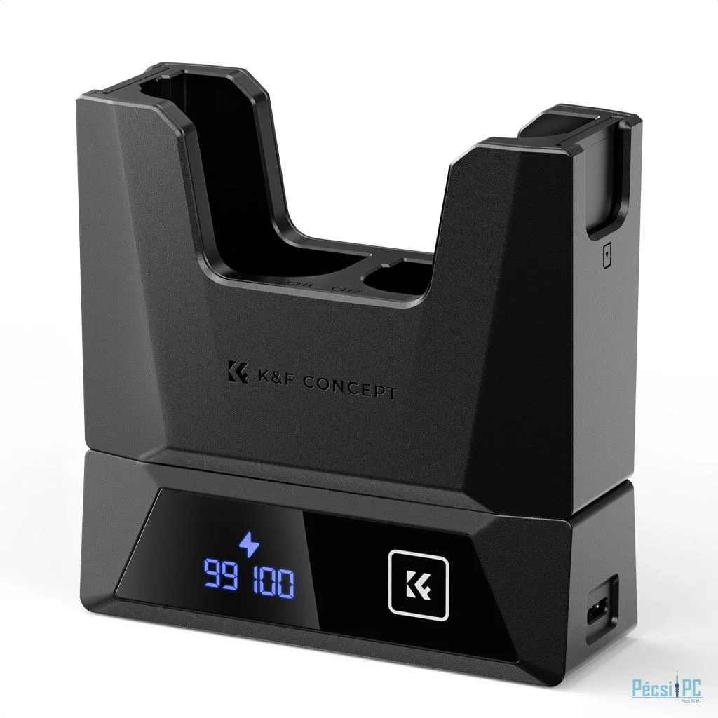 K&F Concept hordozható moduláris dupla töltő, 2db LP-E6NH akkumulátorhoz