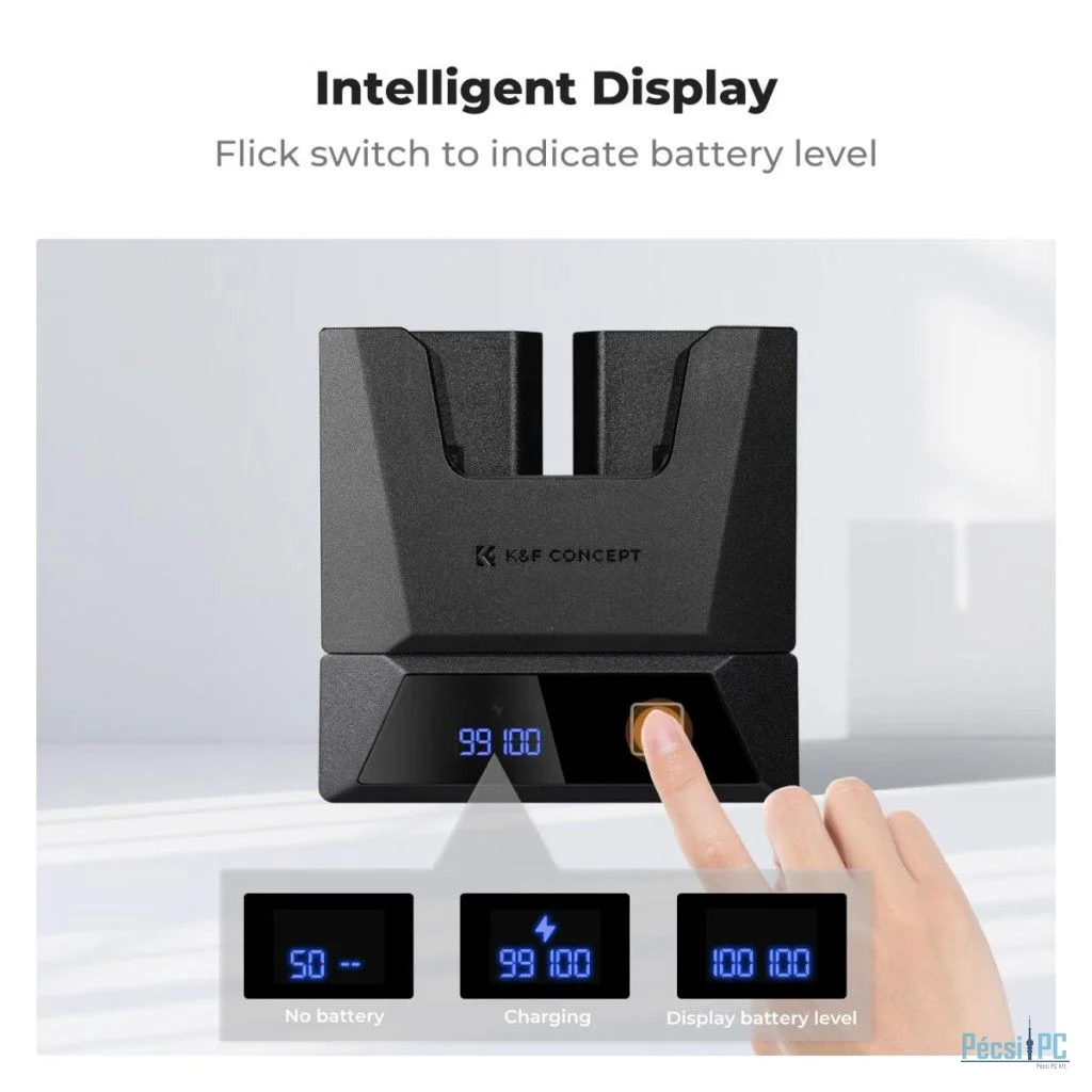 K&F Concept hordozható moduláris dupla töltő, 2db NP-FZ100 akkumulátorhoz