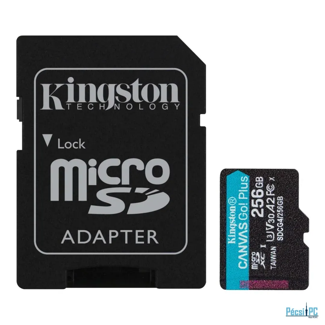 Kingston 256GB microSDXC Canvas Go Plus Gen4 Class 10 UHS-I U3 + adaper