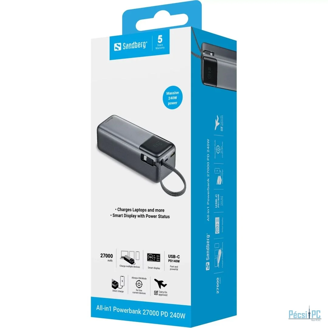 Sandberg All-in1 PD240W 27000mAh Powerbank Blue