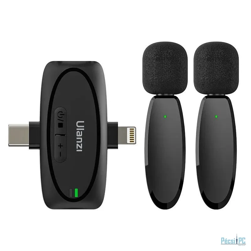 Ulanzi A020GBB1 V6 3-in-1, 2db vezeték nélküli lavalier mikrofon, lighting, usb-c, 3.5mm jack