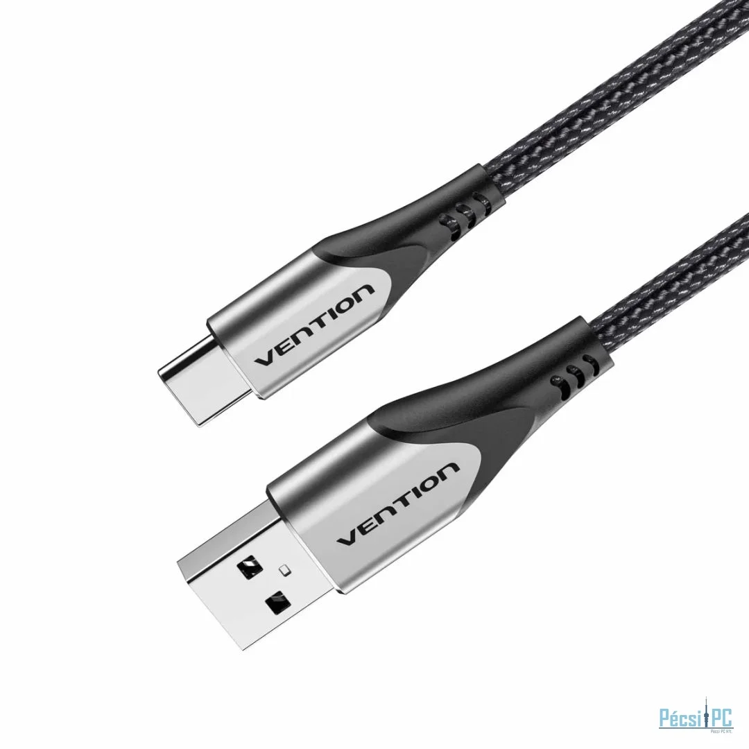 Vention Cotton Braided USB 2.0 A Male to C Male 3A Cable 1m Gray