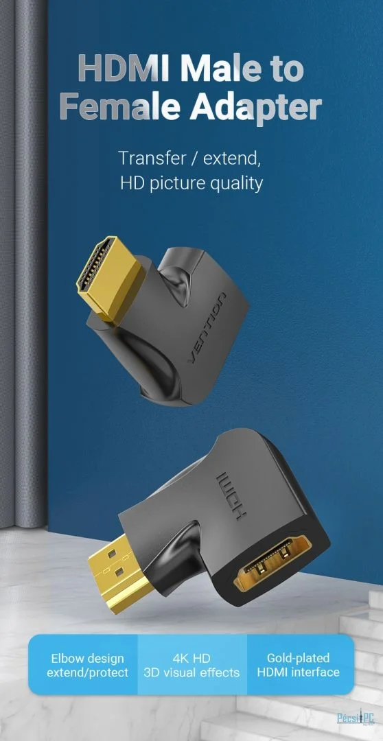 Vention HDMI 270 Degree Male to Female Vertical Flat Adapter Black