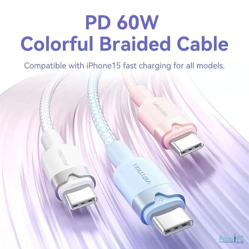 Vention USB 2.0 Type-C Male to Type-C Male 3A Cable 2m White