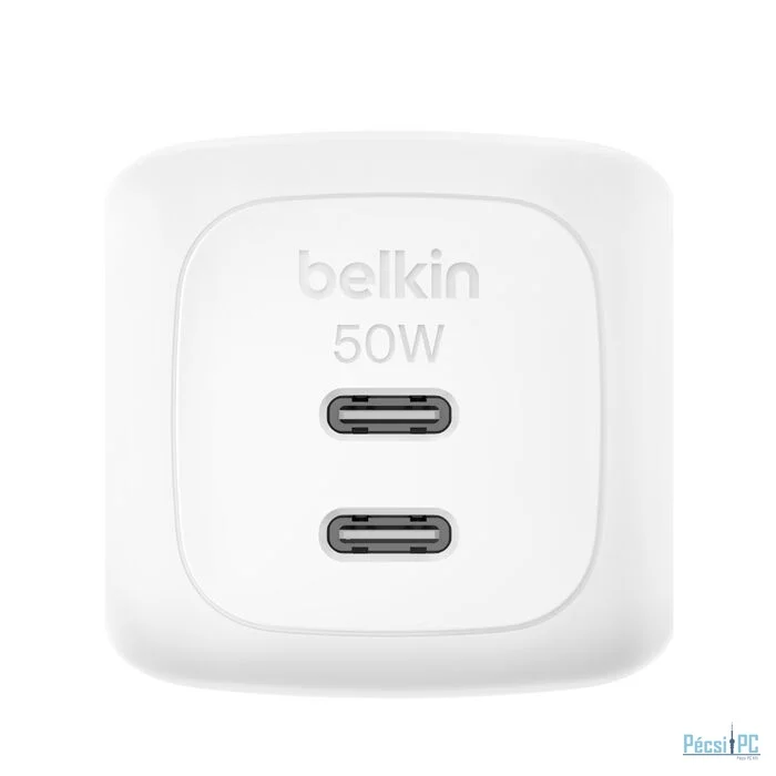 Belkin BoostCharge Pro 2-Port USB-C 50W Adapter White