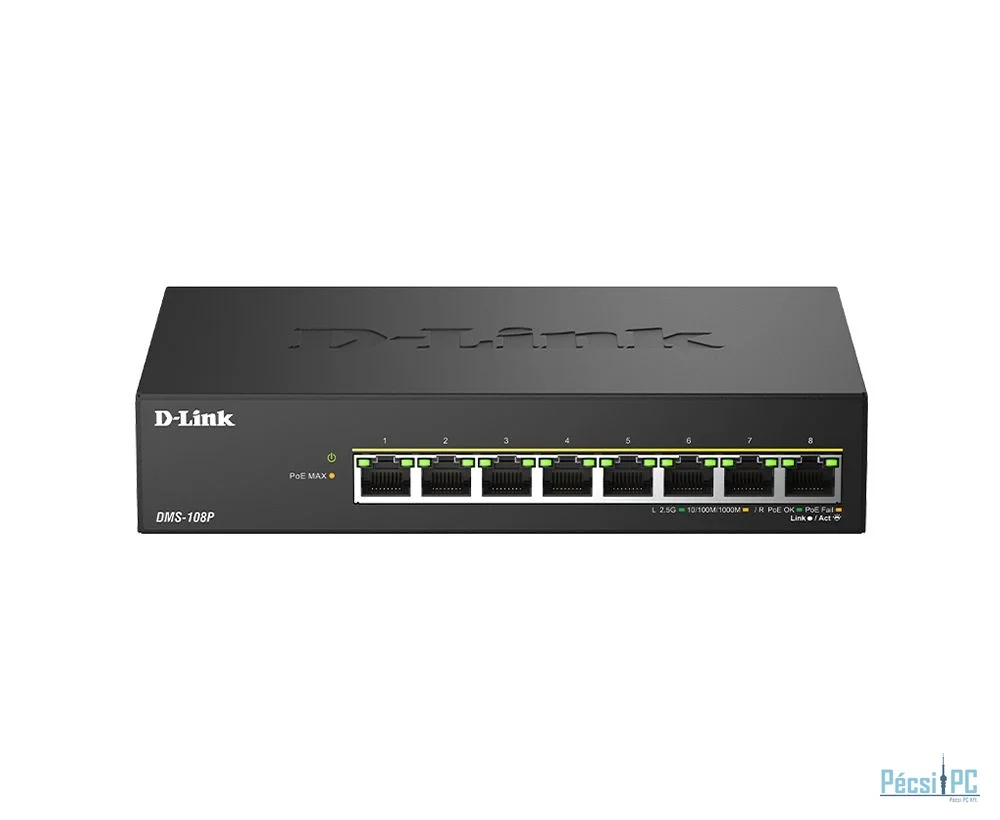 D-Link DMS-108P 8-Port 2.5G Multi-Gigabit Unmanaged PoE Switch