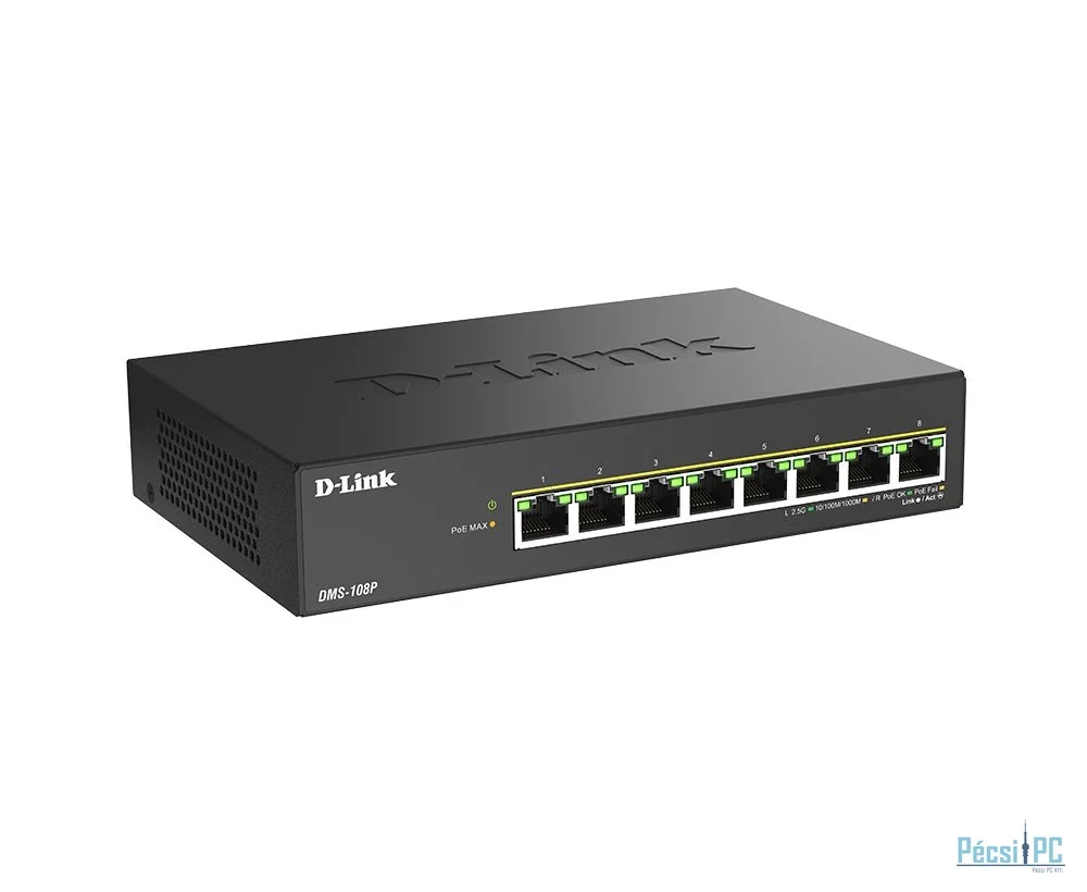 D-Link DMS-108P 8-Port 2.5G Multi-Gigabit Unmanaged PoE Switch