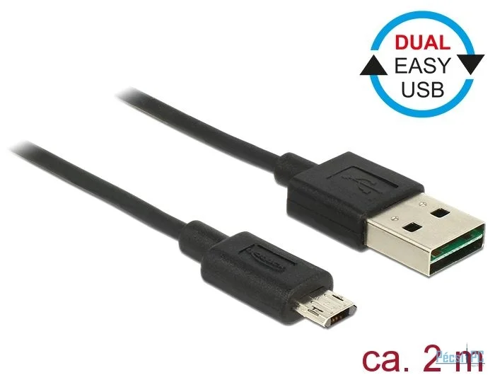 DeLock EASY-USB 2.0 Type-A male > EASY-USB 2.0 Type Micro-B male 2m Black Cable