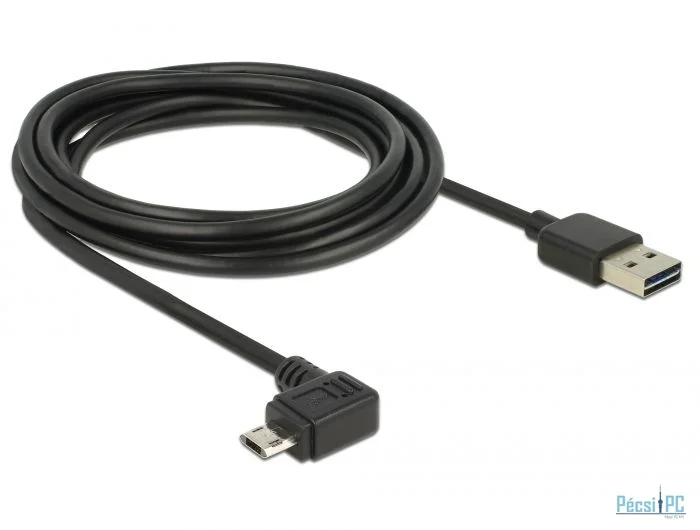 DeLock EASY-USB 2.0 Type-A male > EASY-USB 2.0 Type Micro-B male angled left/right 3m Black