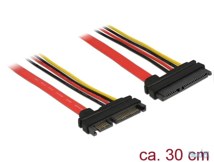 DeLock Extension cable SATA 6 Gb/s 22 pin plug > SATA 22 pin receptacle (5 V + 12 V) 30cm
