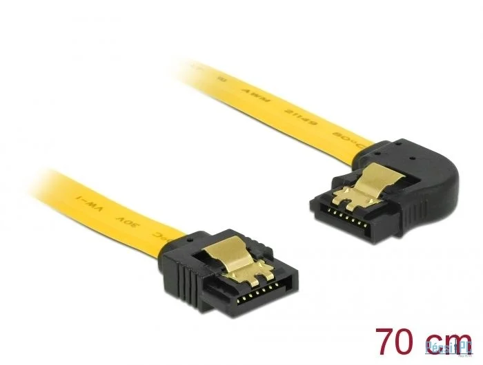 DeLock SATA 6 Gb/s Cable straight to left angled 0,7m Yellow