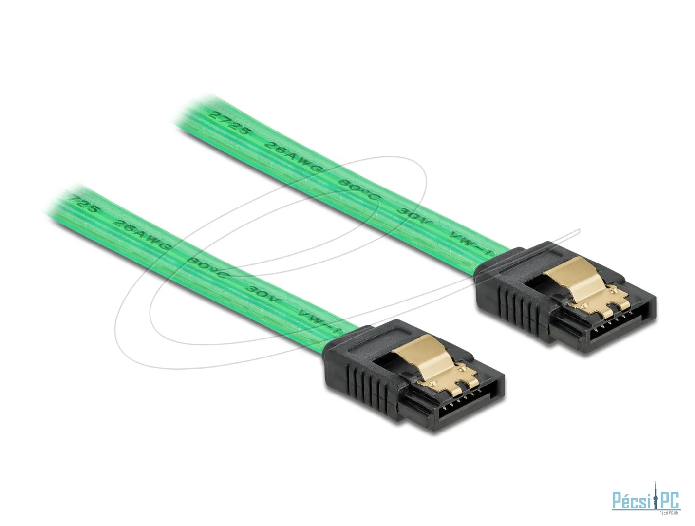 DeLock SATA3 50cm data cable metal clips UV Green