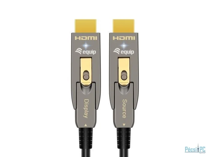 EQuip HDMI 2.1 Detachable Type D + A Active Optical Cable 8K/60Hz 15m Grey