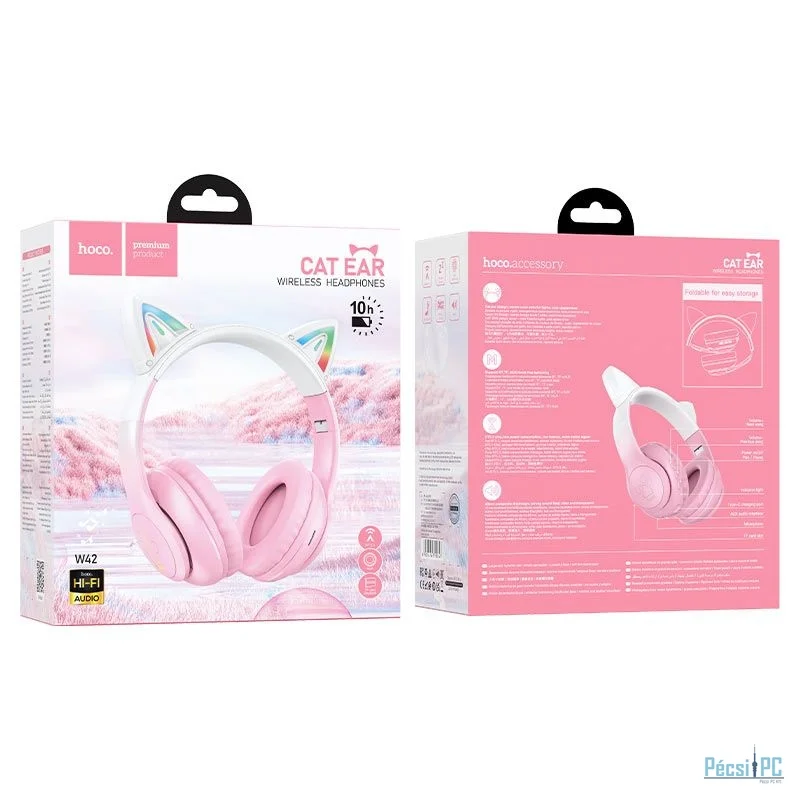 Hoco W42 Cat Wireless Bluetooth Headset Pink