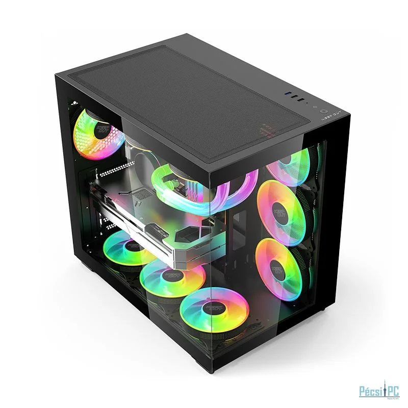Keep Out XC-800 PRO RGB Tempered Glass Black