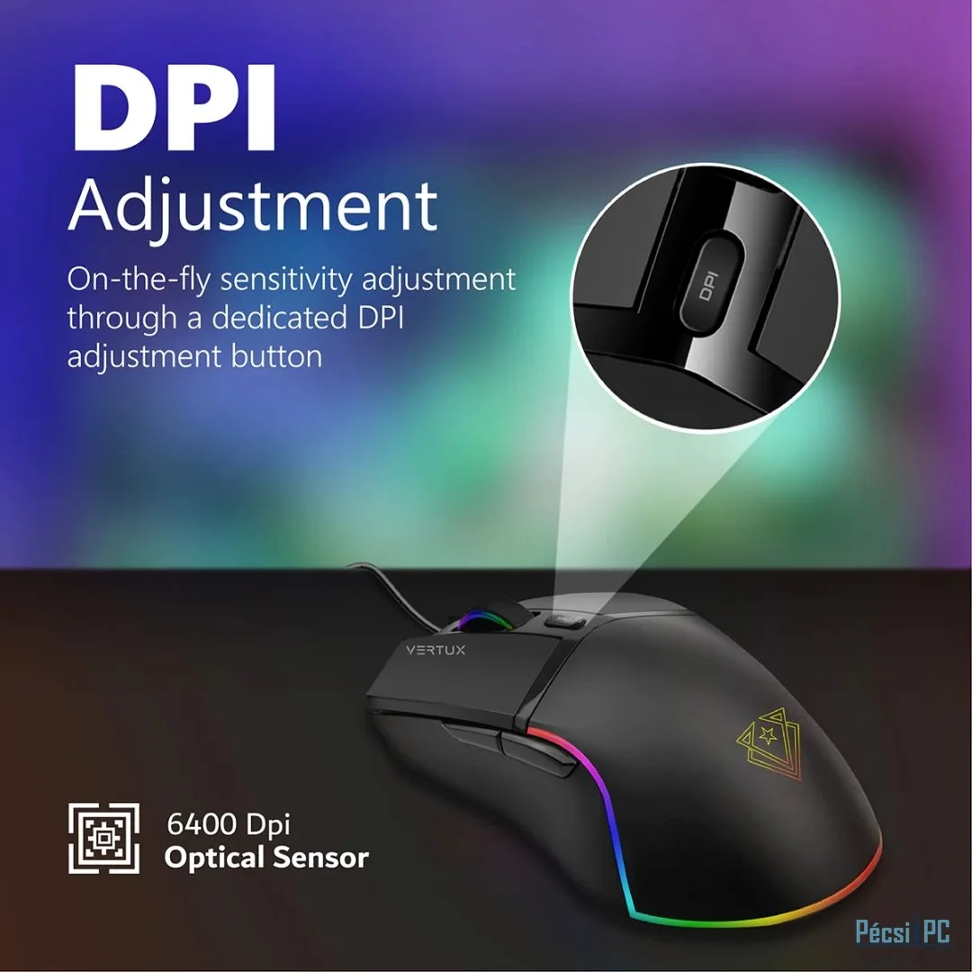 VERTUX Argon RGB Gaming Mouse Black