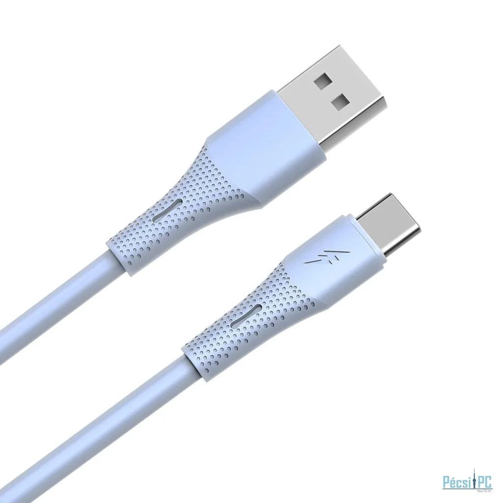 Avax CB3302 18W USB-A – USB-C silicone cable 1,5m Blue