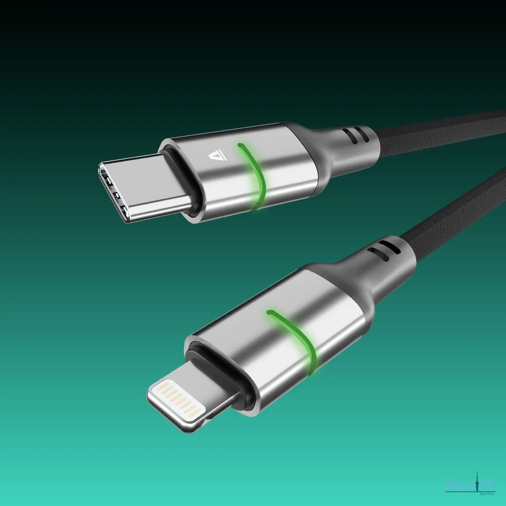 Avax CB636 Steely LED 27W USB-C to Lightning charger cable 3m Black