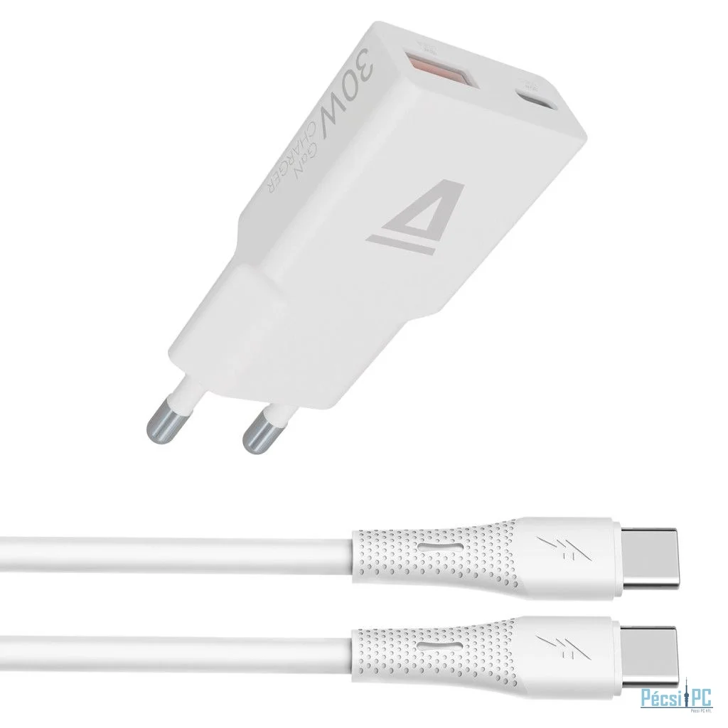 Avax CH6413 GaN charger with USBC-C cable White