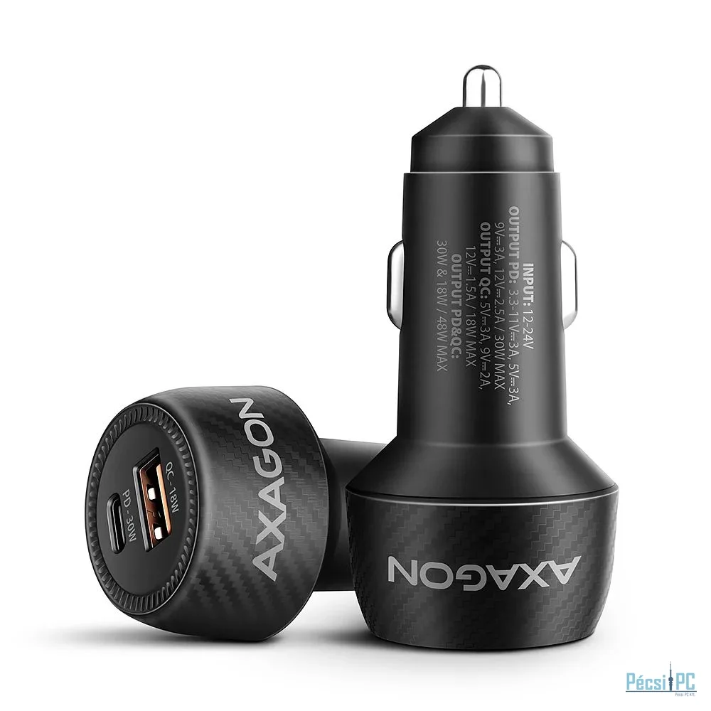 AXAGON PWC-PQ48 PD3.0 & QC4+ 2xOUTPUTS car charger 48W Black