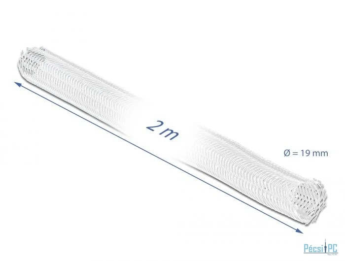 DeLock Braided Sleeving with Hook-and-Loop Fastener 2mx19mm White