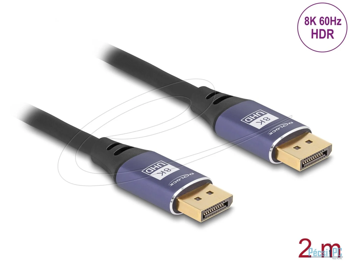 DeLock DisplayPort Cable 8K 60 Hz 2m Lila Metal